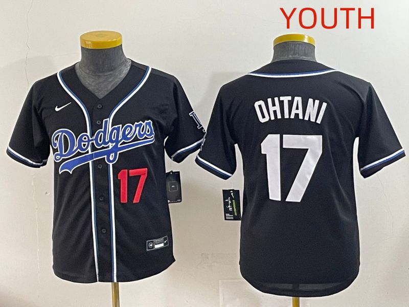 Youth 2025 Los Angeles Dodgers #17 Ohtani Black Three generations Fashion Nike MLB Jersey style 4